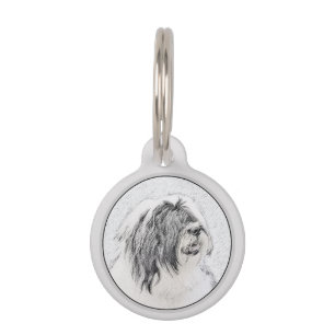 Médaillon Pour Animaux Dessin de collie à oreilles - Joli art original de