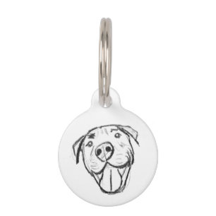 Médaillon Pour Animaux dessin pitbull simple amoureux des chiens noir bla