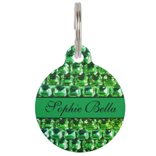 Médaillon Pour Animaux Diamants verts, motif de bijoux en pierre de taill