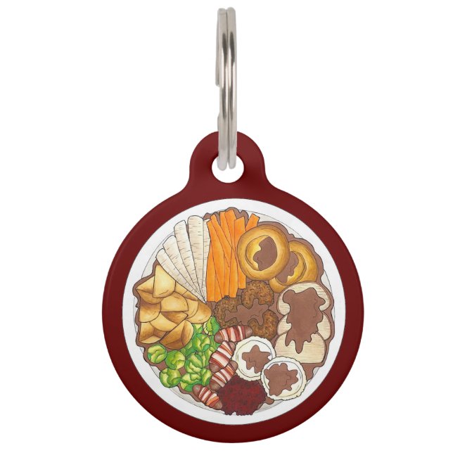 Médaillon Pour Animaux Dîner de Noël UK Festive British Food (Devant)
