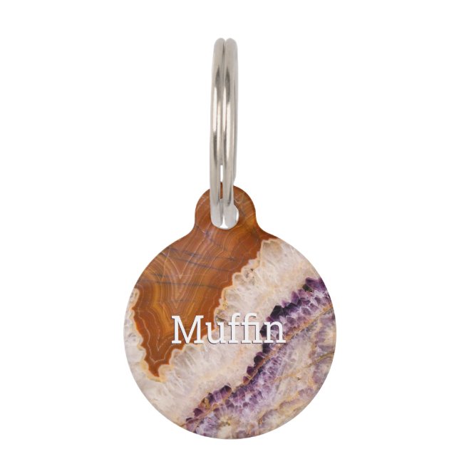 Médaillon Pour Animaux do-it-yourself Nom et informations Blanc, violet,  (Devant)