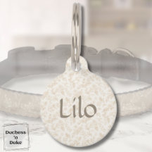 Dog Name Tag - Ivory Botanical, Personalized 