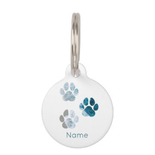 Médaillon Pour Animaux Dog Paws - Beach Waves and Sand Beach Nom de l'ani