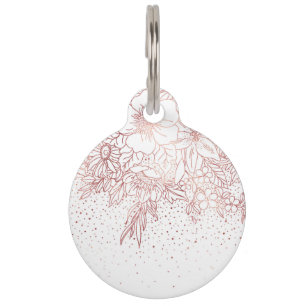 Médaillon Pour Animaux Doodles et confettis floraux dessinés à la main 