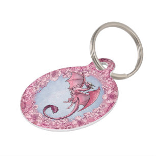 Médaillon Pour Animaux Dragon rose d'art d'imaginaire de nature de