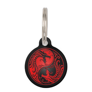 Médaillon Pour Animaux Dragons rouges et noirs de Yin Yang