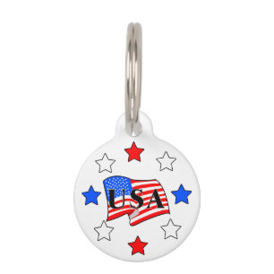 Médaillon Pour Animaux Drapeau américain et étoiles