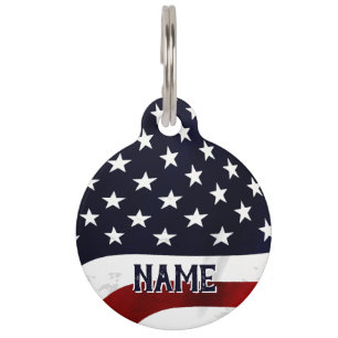 Médaillon Pour Animaux Drapeau américain personnalisé USA