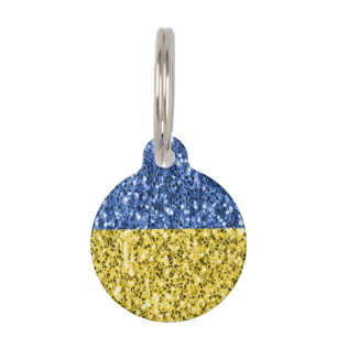 Médaillon Pour Animaux Drapeau bleu jaune Ukraine parties scintillant fau