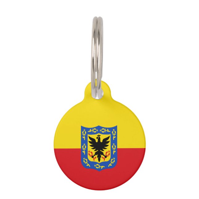 Médaillon Pour Animaux Drapeau de Bogota, Colombie Nom de l'animal de com (Devant)