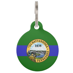 Médaillon Pour Animaux Drapeau de Chattanooga, Tennessee Numéro d'identif