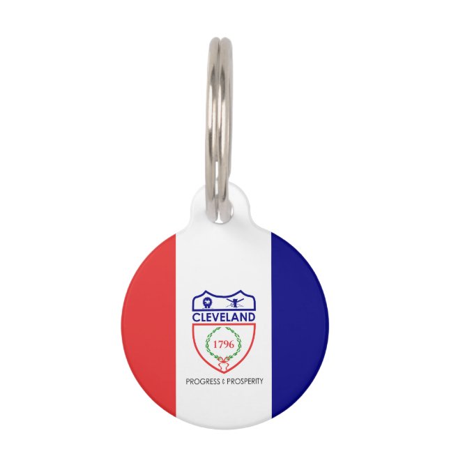 Médaillon Pour Animaux Drapeau de Cleveland, Ohio Pet ID balise (Devant)