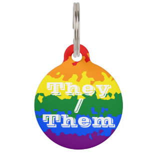 Médaillon Pour Animaux Drapeau de fierté gay personnalisable Funky Boho