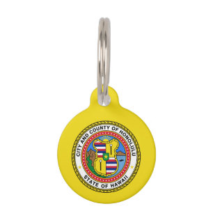 Médaillon Pour Animaux Drapeau de la ville de Honolulu, Hawaii Pet ID bal