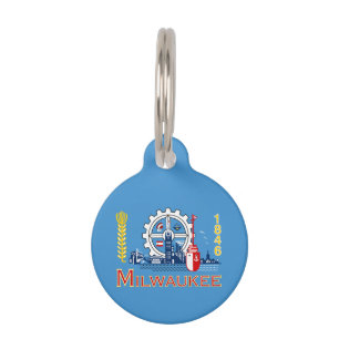 Médaillon Pour Animaux Drapeau de Milwaukee, Wisconsin Pet ID balise