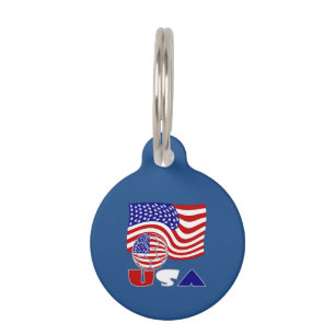 Médaillon Pour Animaux Drapeau des États-Unis USA Balle de football Fond