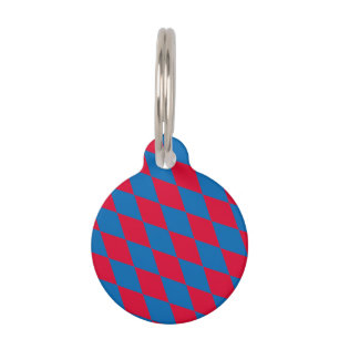 Médaillon Pour Animaux Drapeau diamant Bavière Bleu et Rouge