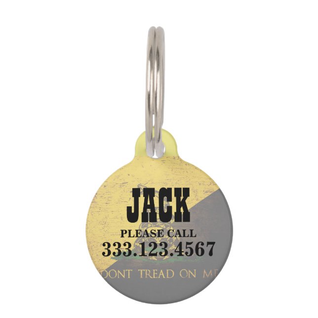 Médaillon Pour Animaux Drapeau grunge noir d'Anarcho Gadsden (Devant)