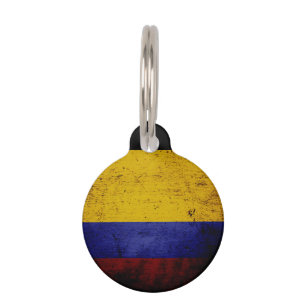 Médaillon Pour Animaux Drapeau grunge noir de la Colombie