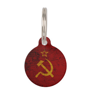 Médaillon Pour Animaux Drapeau grunge noir d'Union Soviétique