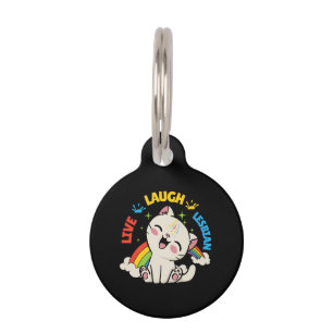 Médaillon Pour Animaux Drapeau lesbien Vivre Rire Chat Arc-en-ciel Mois d