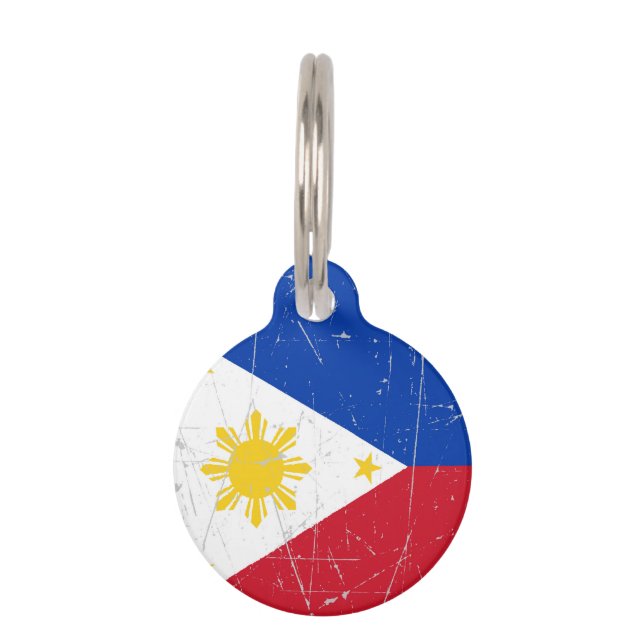 Médaillon Pour Animaux Drapeau philippin éraillé et rayé (Devant)