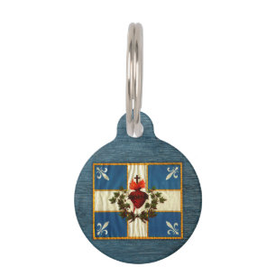 Médaillon Pour Animaux Drapeau Québec antique Carillon Sacré-Cœur