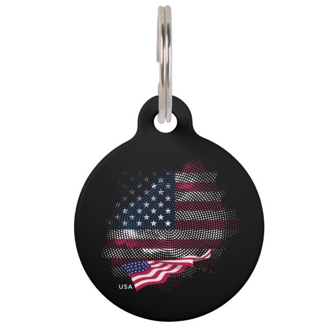 Médaillon Pour Animaux Drapeau USA (Devant)