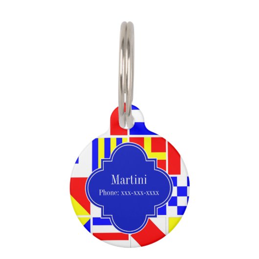 Médaillon Pour Animaux Drapeaux de signalisation nautique Monogramme de Q (Dos)