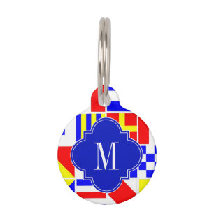 Médaillon Pour Animaux Drapeaux de signalisation nautique Monogramme de Q