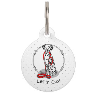 Médaillon Pour Animaux Drôle Allons-y ! Promener le chien dalmatien (noir