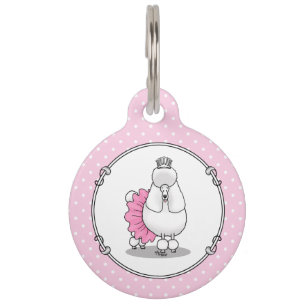 Médaillon Pour Animaux Drôle Ballet Ballerina Princess Poodle Dog (blanc)