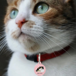 Médaillon Pour Animaux Drôle Chat Tacheté Gâté Nourrir Rose