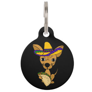 Médaillon Pour Animaux Drôle Chihuahua Chien mangeant Taco