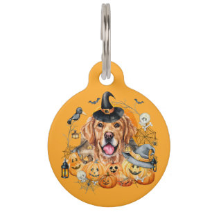 Médaillon Pour Animaux Drôle de Halloween de Chien Retriever doré Personn
