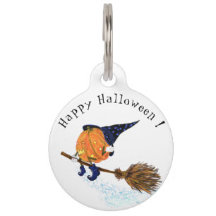 Médaillon Pour Animaux Drôle Halloween Pet ID balise Sorcière Citrouille 