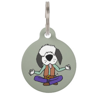 Médaillon Pour Animaux Drôle Vieux Anglais Berger Chien Méditation Yoga