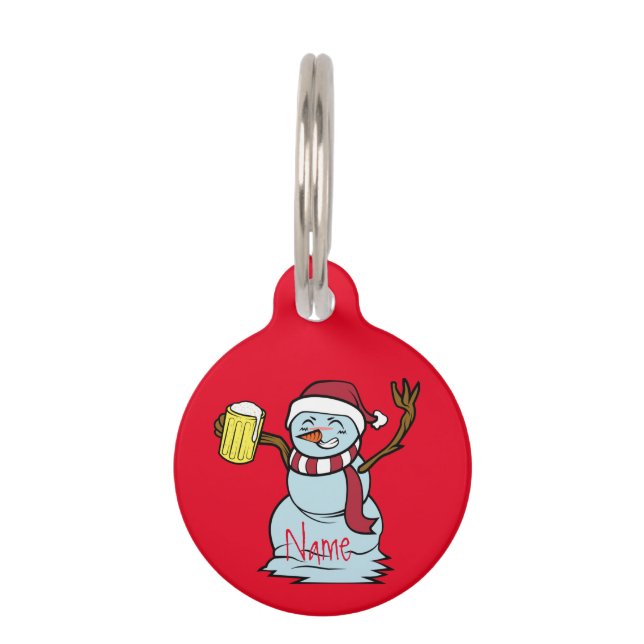Médaillon Pour Animaux Drunk Snowman Thunder_cove (Devant)