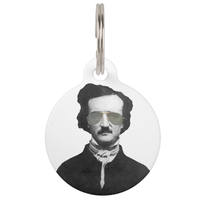 Médaillon Pour Animaux Edgar Allan Poe en lunettes de soleil (Devant)