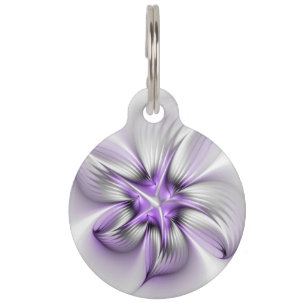 Médaillon Pour Animaux Élégance florale Art Abstrait Violet Fractal moder