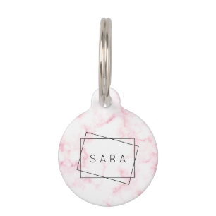 Médaillon Pour Animaux élégant marbre rose pastel moderne et faux marbr