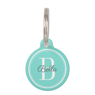 Médaillon Pour Animaux Élégant monogramme de menthe