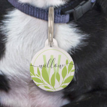 Élégant simple vert frais Feuilles Monogramme Nom