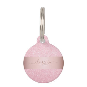 Médaillon Pour Animaux Élégante parties scintillant d'or rose géométr