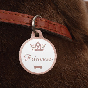 Médaillon Pour Animaux Élégante princesse Rose de la Couronne Gold chien