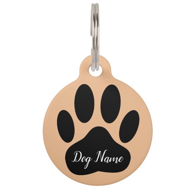 Médaillon Pour Animaux Empreinte de patte de chien avec nom modifiable (Devant)