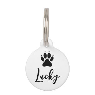 Médaillon Pour Animaux Empreinte de patte de chien noir personnalisable a