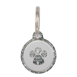 Médaillon Pour Animaux Empreinte de patte diamant