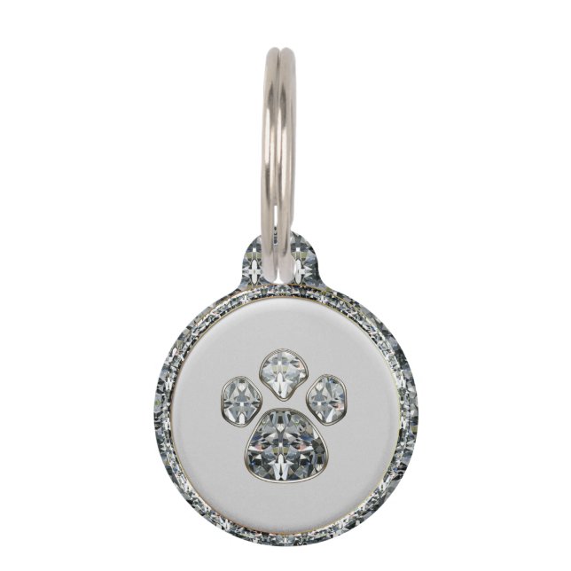 Médaillon Pour Animaux Empreinte de patte diamant (Devant)