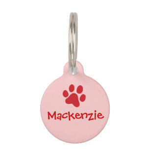 Médaillon Pour Animaux Empreinte de patte rouge